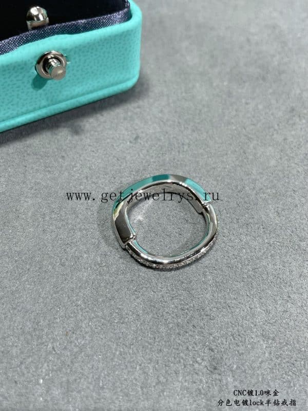 Tiffany Lock Ring with Pave Diamonds in White Gold/Rose Gold/Yellow Gold