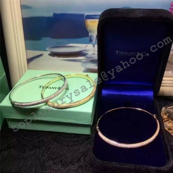 Tiffany Metro Three-row Hinged Bangle Sterling Silver Diamonds Wholesale