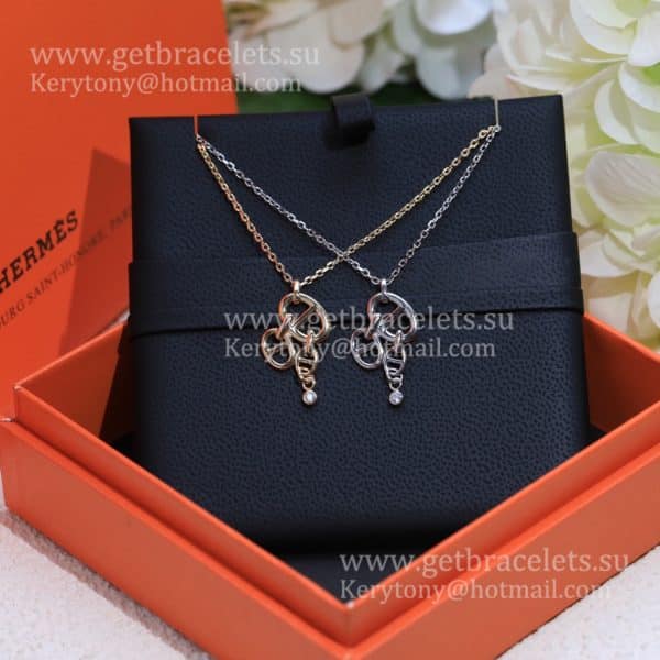 Best Hermes Trio Farandole Necklace With 1 Diamonds Rose Gold/Silver
