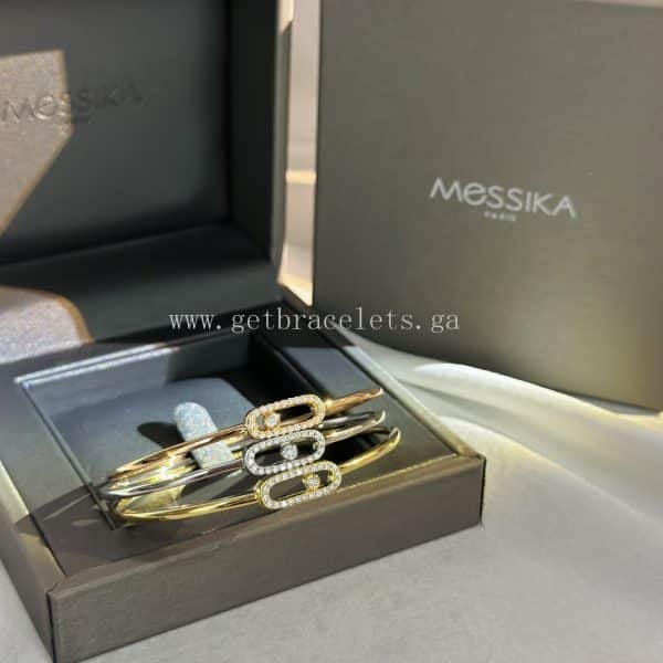 Messika Move Uno Pave Flex Bangle White Gold/Rose Gold For Her Diamond Bracelet