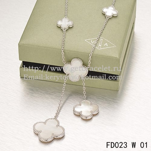 Van Cleef & Arpels Magic Alhambra Necklace White Gold 6 Motifs With White Mother Of Pearl