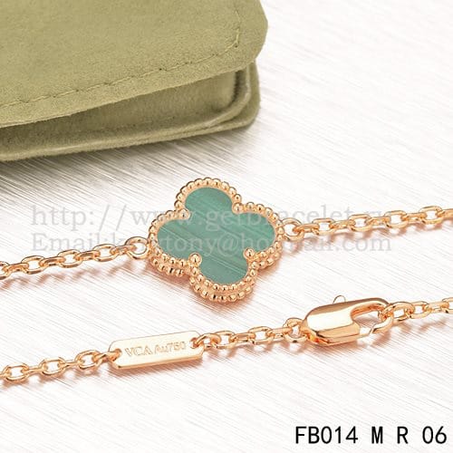 Van Cleef & Arpels Sweet Alhambra Bracelet Pink Gold With Malachite Mother Of Pearl