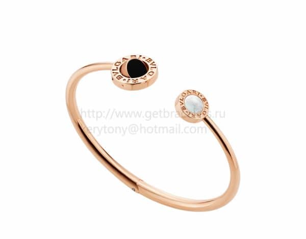 Rose Gold Flip Bracelet Set with Mother of Pearl and Malachite Elements