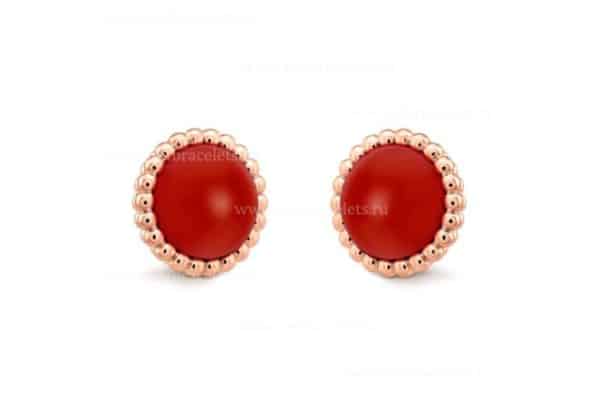 Replica Van Cleef Arpels Perlee Couleurs Earrings Rose Gold Carnelian