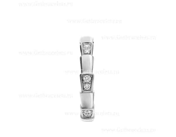 Serpenti Viper Band Ring in 18k White Gold with Demi-pave Diamonds