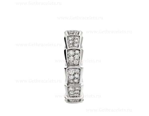 Medium Serpenti Viper Wedding Band in 18k White Gold With Full Pave Diamonds