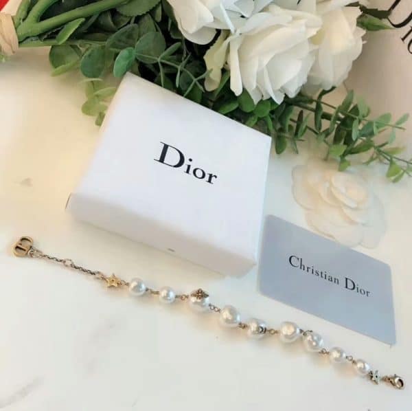 Summer Popular Dior Tribale Native Retro Brass Bee/CD/Clover Charm Atypical Pearl Bracelet For Womens