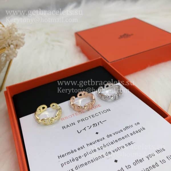 Hermes Chaine D’Ancre Enchainee Ring in White Gold/Pink Gold/Yellow Gold For Sale Online