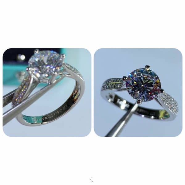 Womens Tiffany Harmony Double Row Diamonds 925 Sterling Silver Engagement Ring