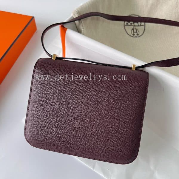 Handmade Hermes Constance 18cm In Epsom Calfskin Saddle Red With Gold