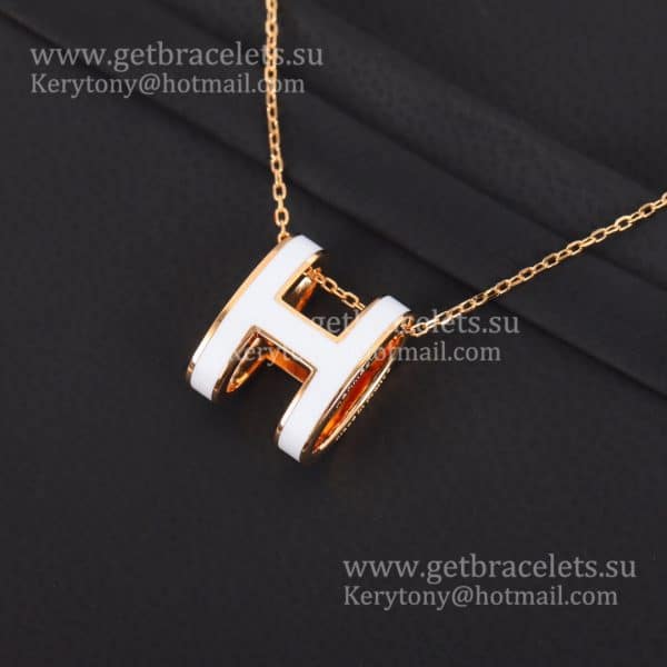 2021 Latest Hermes POP Enamel H Necklace Yellow Gold/Pink Gold/White Gold