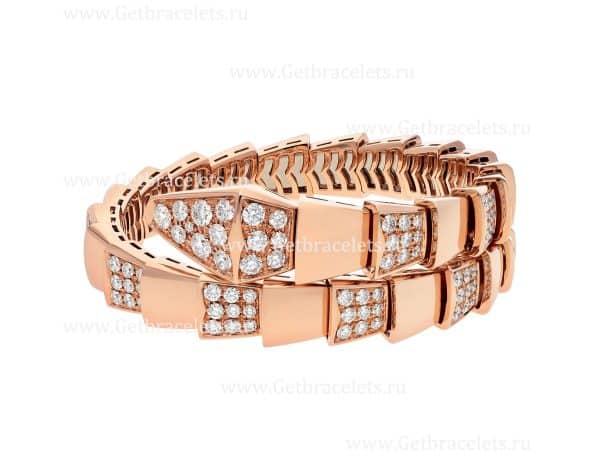 Serpenti Viper One-coil Bracelet in 18K Rose Gold set with Demi Pave Diamonds