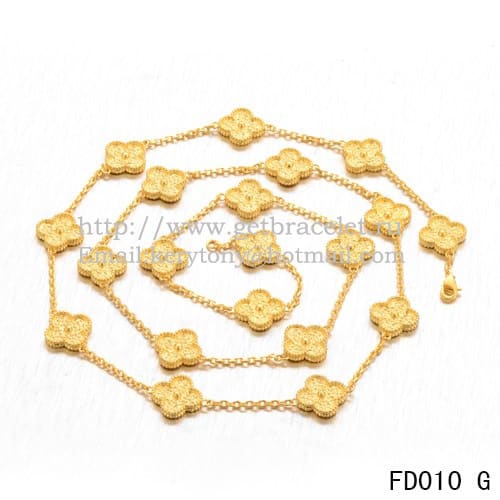 Van Cleef & Arpels Vintage Alhambra Long Necklace Yellow Gold 20 Motifs