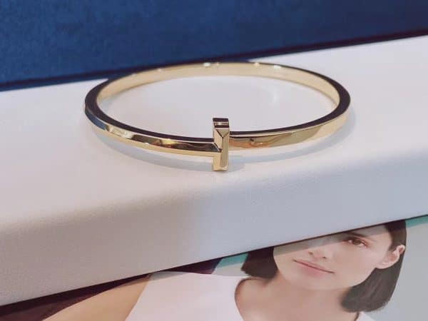 Tiffany T T1 Narrow Hinged Bangle Champagne Gold/White Gold