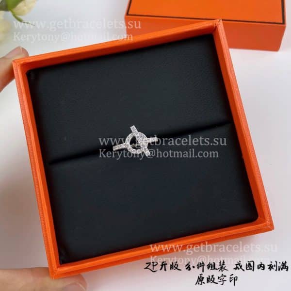 Hermes Finesse Ring with Diamonds White Gold Jewelry Valentine Gift