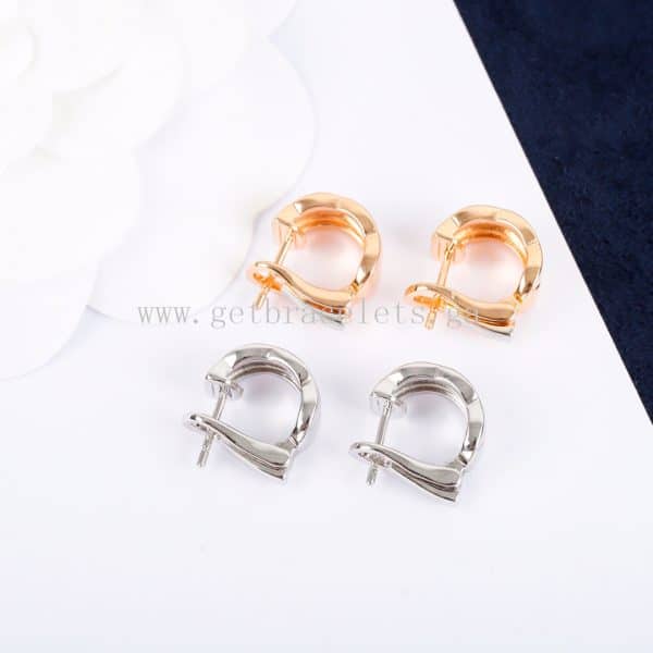 COCO Crush Earrings Quilted Motif White Gold/Rose Gold