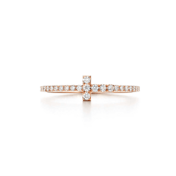 Tiffany T Wire Ring Rose Gold With Diamonds For Women UK Sale OnlineGRP08658/GRP08661