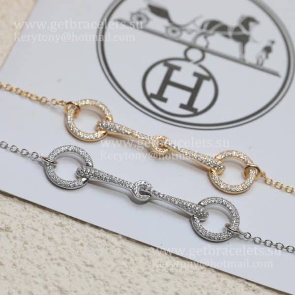 Hermes Filet D’Or Bracelet With 201 Diamonds Rose Gold/White Gold For Women UK Sale Online