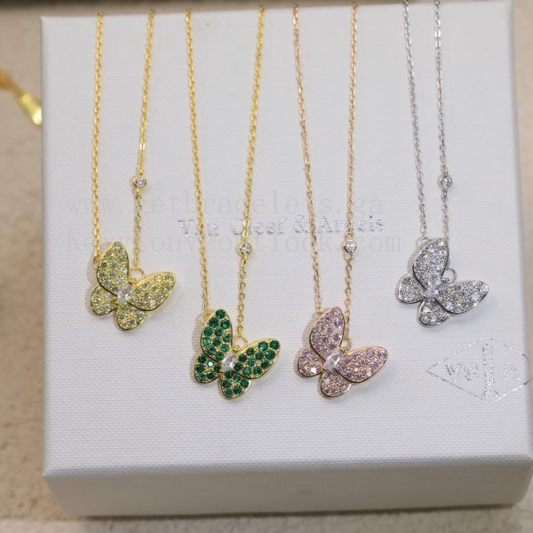 Van Cleef Arpels Two Butterfly Pendant with Diamonds