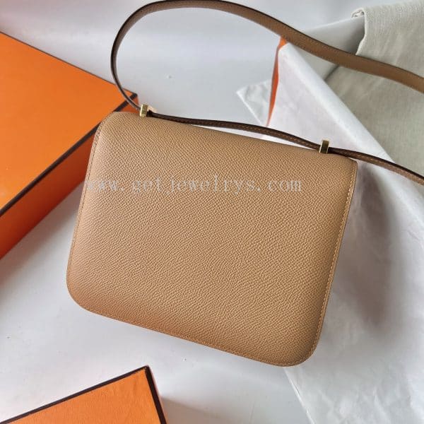Handmade Hermes Constance 18cm In Epsom Calfskin Milk Tea With Gold
