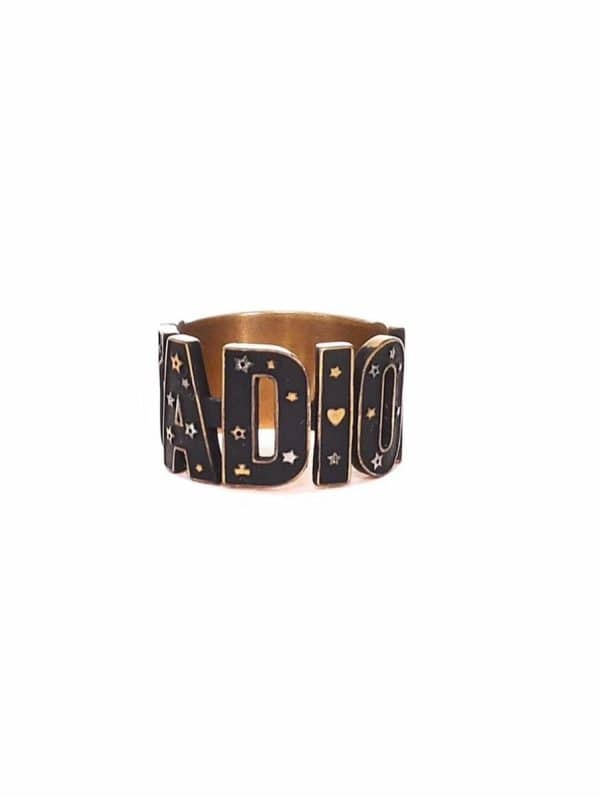2019 Dior J’Adior Limited Edition Black Logo Style Design Fashion Star Engraving Ladies Brass Ring 7597267_S