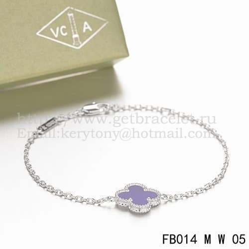 Van Cleef & Arpels Sweet Alhambra Bracelet White Gold With Lapis Stone Mother Of Pearl