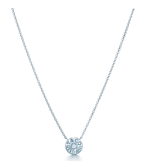 Tiffany 1837 Copy Circle Pendant With One Diamond Necklace Silver/ Rose Gold Gift For Girls 33285973/33286007
