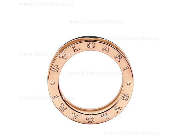 2020 New B.zero1 Rock 2-band Ring in 18kt Rose Gold with Studded Spiral and Black Ceramic Inserts on the Edges