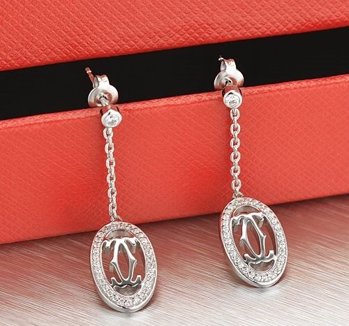 Cartier Logo Double C Earrings in 18K White Gold With Diamonds