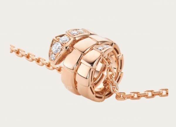 Serpenti Viper Pendant Necklace in 18K Rose Gold set with Demi-pave Diamonds