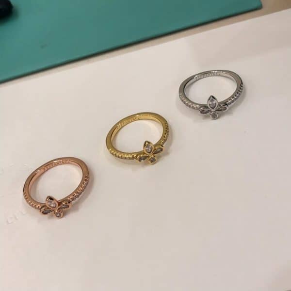 Classic Tiffany Fleur de Lis Petaloid Charm Women Diamonds Ring Silver/Yellow Gold/ Rose Gold