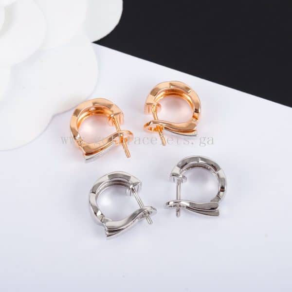 COCO Crush Earrings Quilted Motif With Diamonds White Gold/Rose Gold