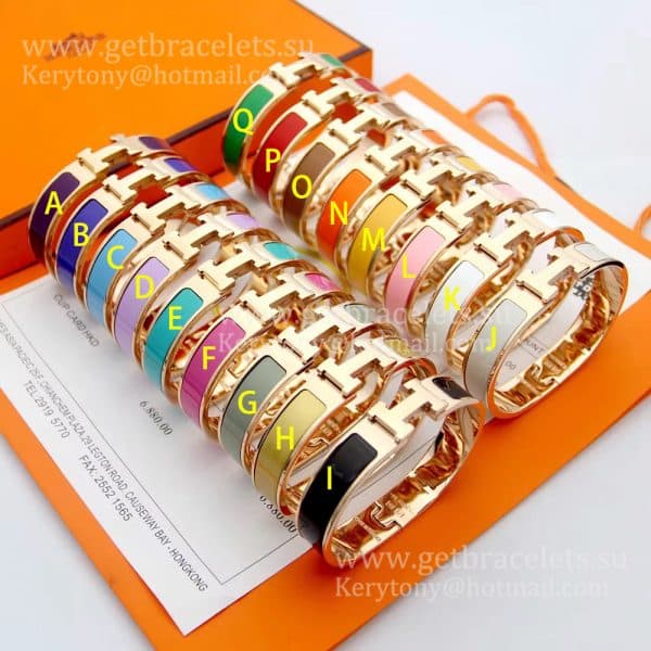 Hermes Clic Clac HH Enamel Bracelet Multi-Corlored in Rose Gold PM 12MM Cool Style Lady Jewelry