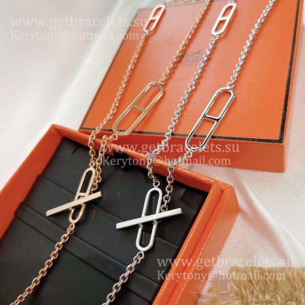 Luxury Replicated Hermes Ever Chaine D’Ancre Long Necklace Rose Gold/Silver