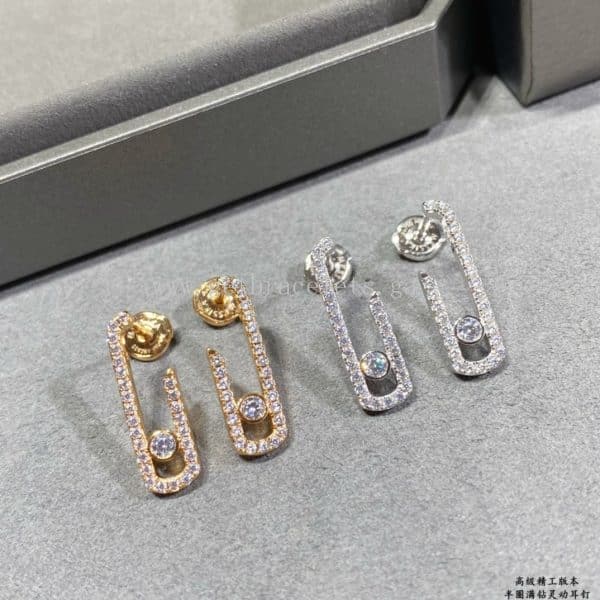 Messika Lucky Pave Diamond Earrings White Gold/Rose Gold