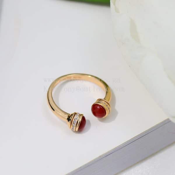 Piaget Possession Open Ring With Diamonds and Carnelian Cabochons Rose Gold