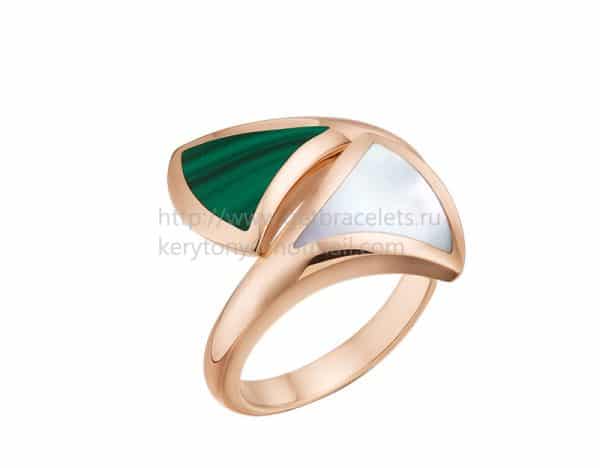 DIVAS’ Contraire Ring Rose Gold with Mother of Pearl and Malachite
