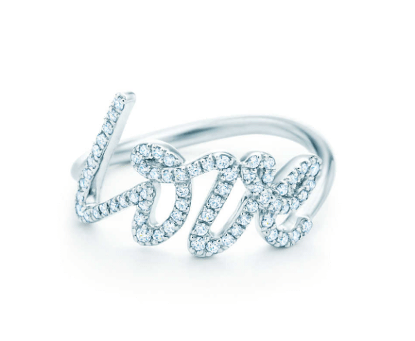Tiffany Palomas Graffiti Love Letter Crystals Ring Street Shop Women GRP04140