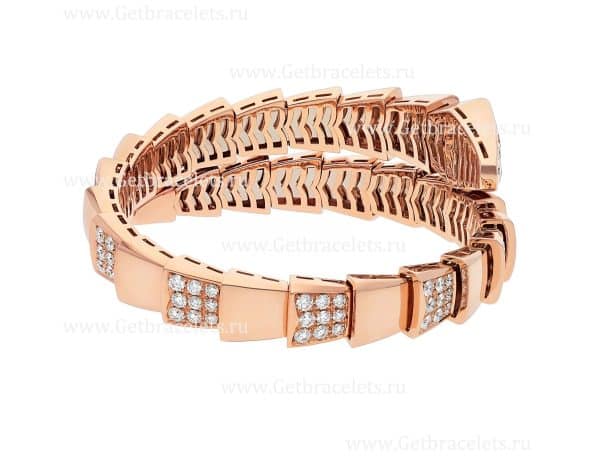 Serpenti Viper One-coil Bracelet in 18K Rose Gold set with Demi Pave Diamonds