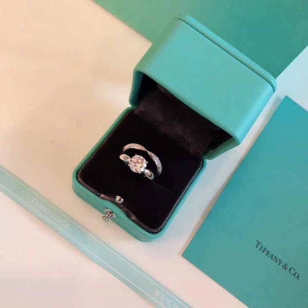 Most New Tiffany Love Setting Fully-diamonds Silver Band Women Four Paws Two-in-one Engagement Ring UK