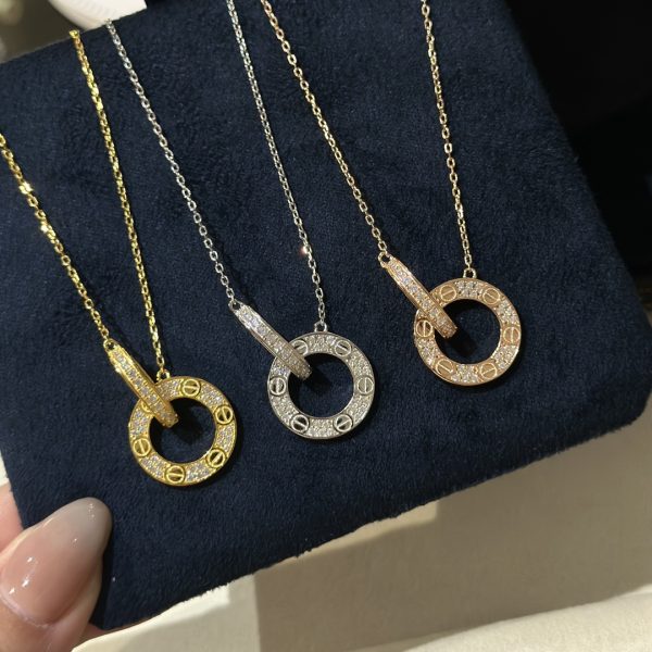 Cartier Love Necklace With Pave Diamonds White Gold/Rose Gold/Yellow Gold