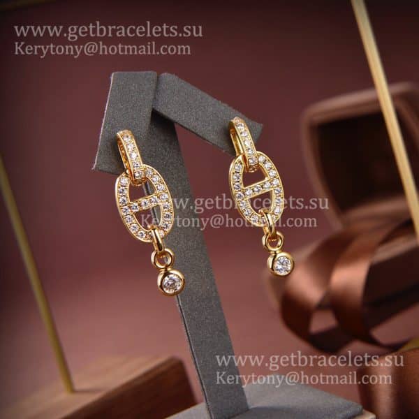 Good Reviews Hermes Chaine D’Ancre Enchainee Earrings With Diamonds Silver/Yellow Gold/Rose Gold