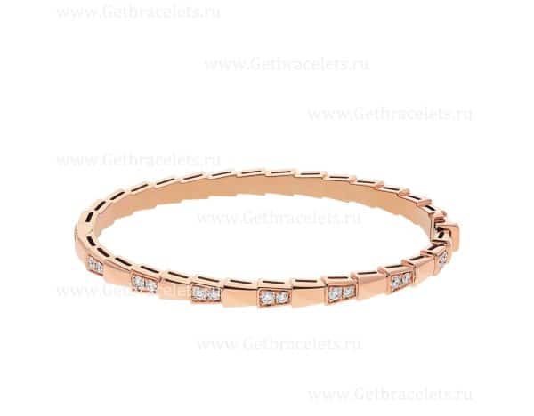Serpenti Viper 18K Rose Gold Bracelet set with Demi-Pave Diamonds