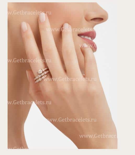 Serpenti Viper Two-coil 18K Rose Gold Ring set with Pave Diamonds