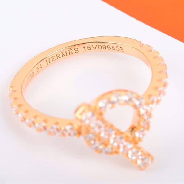 Hermes Finesse Ring with Diamonds Rose Gold/White Gold Fashion Women Jewelry