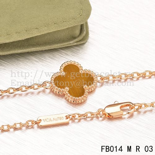 Van Cleef & Arpels Sweet Alhambra Bracelet Pink Gold With Tiger’s Eye Mother Of Pearl