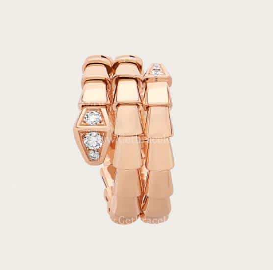 Serpenti Viper Two-coil 18K Rose Gold Ring set with Demi-Pave Diamonds