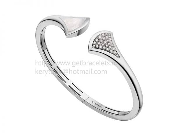 DIVAS’ Dream White Gold Bracelet with Mother of Pearl and Pave Diamonds