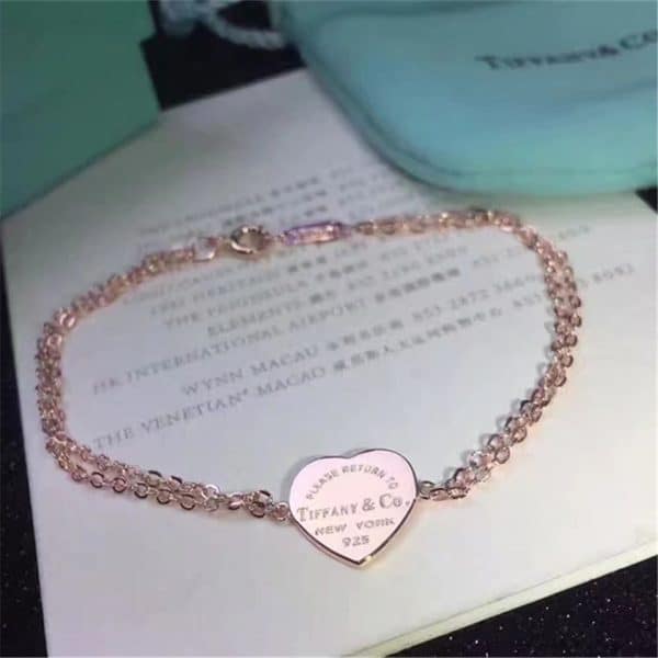 Return To Tiffany Dual Chain Heart Tag Bracelet Silver/Rose Gold/Yellow Gold Party Style Women Fine Jewelry Malaysia GRP06398