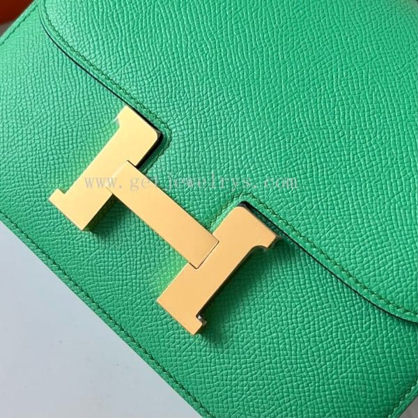 Handmade Hermes Constance 18cm In Epsom Calfskin Comic Green With Gold